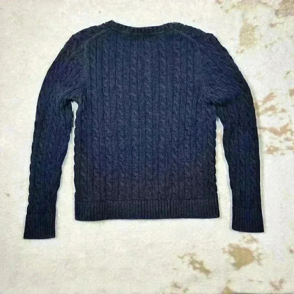 L.L. Bean Black Cozy Classic Cotton Cable Knit Sweater Women Med Petite Prepcore - Picture 8 of 8